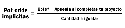 Pot odds implicitas